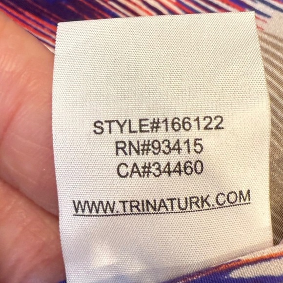 Trina Turk medium 100% silk Halter blouse women tie rainbow stripe resort boho - Picture 9 of 9